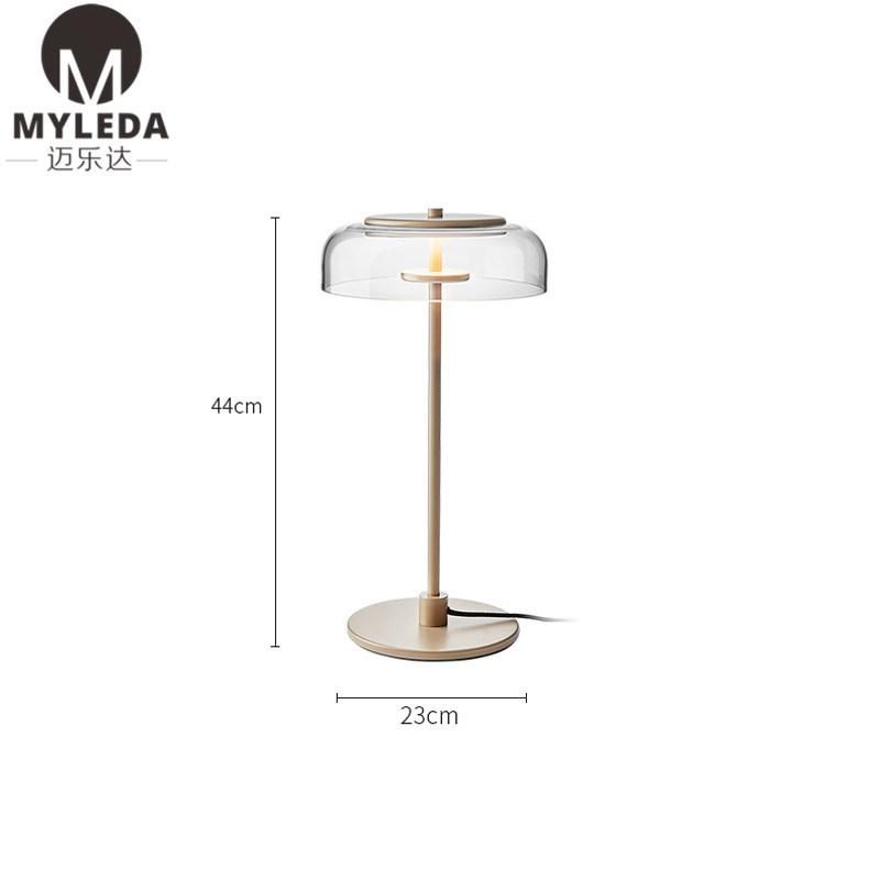 Hotel Modern Transparent Glass Table Desk Lamp for Hotel Project