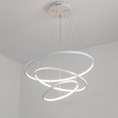 High Quality Modern Three Rings Irregular Pendant Light Metal White Hanging Lamp for Indoor Lighting