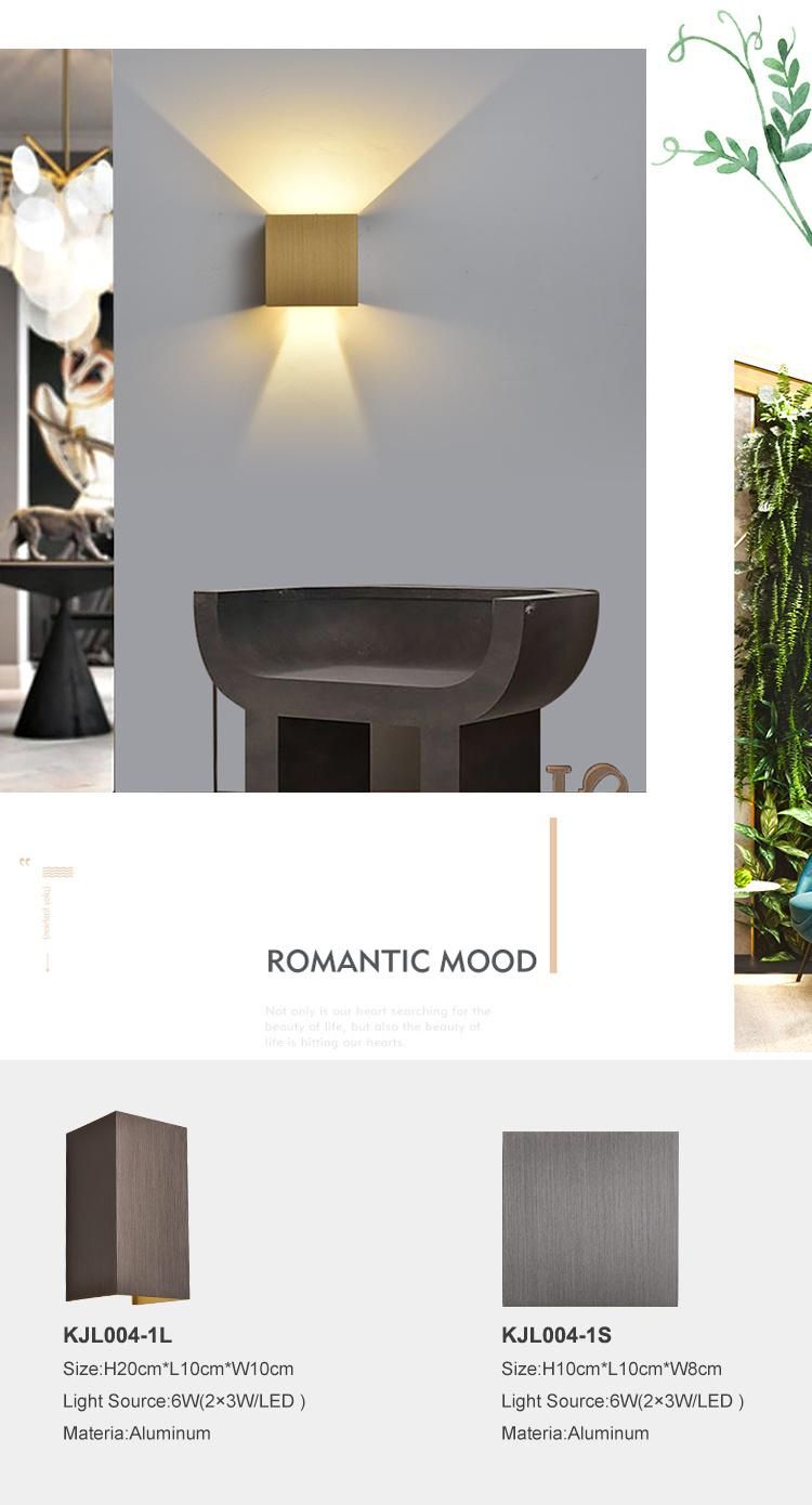 2022 Minimalism Home Decor Hotel Warm Color Aluminum Square 6watt LED Wall Sconce