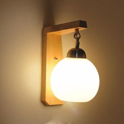 Bedside Wall Lamp Bedroom Living Room Corridor Wood Simple LED Light