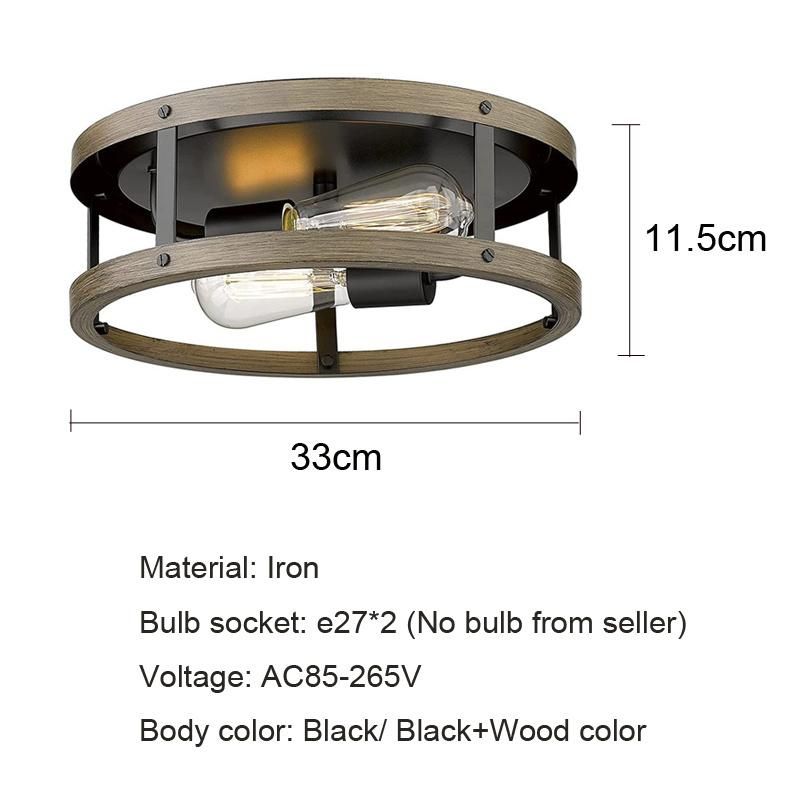 Iron Retro Loft Ceiling Lamp Imitation Wood Grain Kitchen Living Room Vintage Ceiling Light (WH-LA-33)