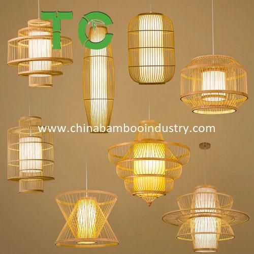 Wholesale Bamboo Pendant Lamp Bamboo Ceiling Lighting Fixture Retro Chandelier Hanging Light Woven Ceiling Lamp