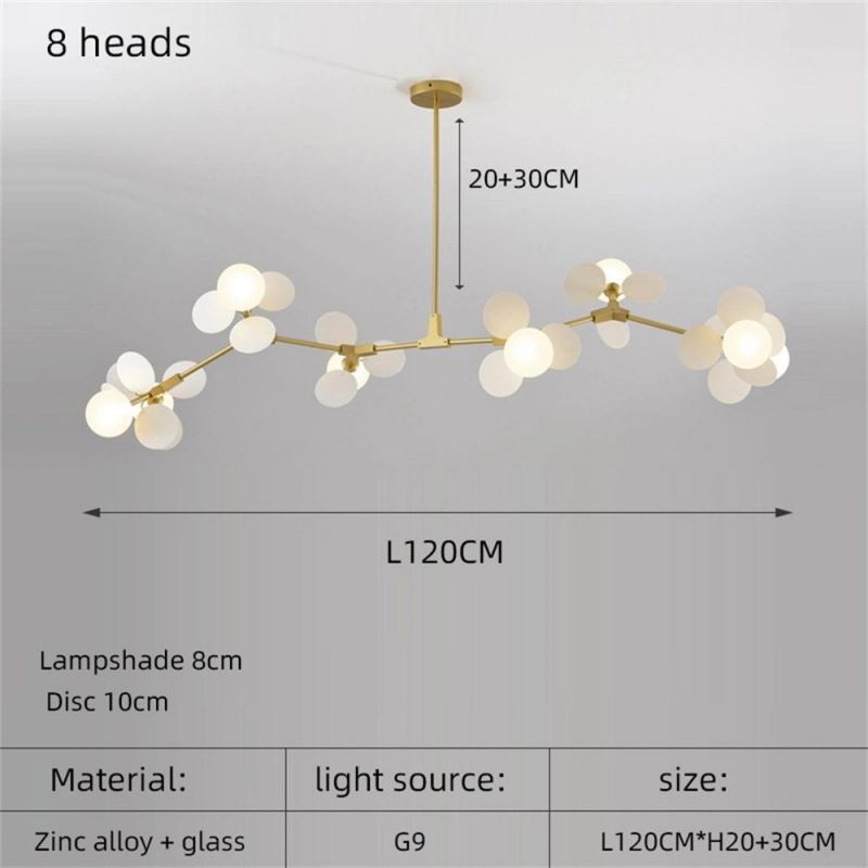 Modern LED Lamp Children′s Bedroom Color Chandelier Nordic Living Room Dining Room Glass Ball Luster Golden Molecular Chandelier