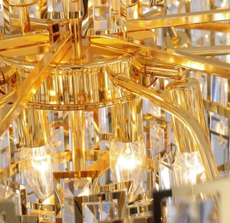 Post Modern Style Personality Stainless Steel Frame and K9 Crystal Living Room Chandelier Lamp