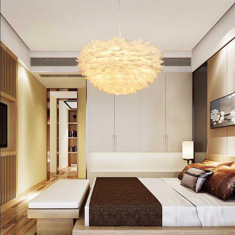 Round Feather Pendant Lamp for Kids Room Children Room Indoor Home Decor (WH-AP-78)