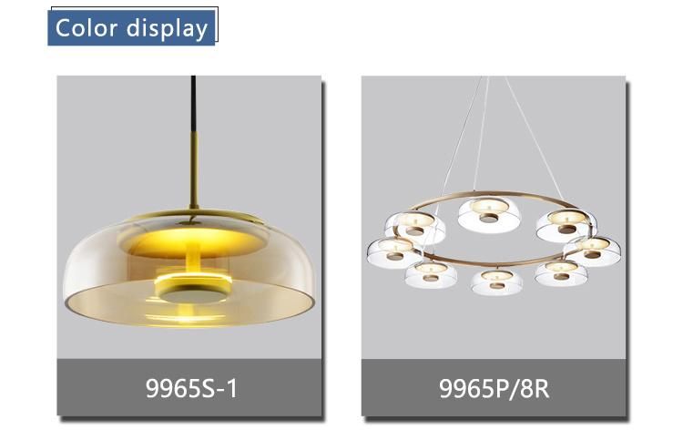 Interior Desinger Home Smoky Glass Bowl LED Pendant Lights