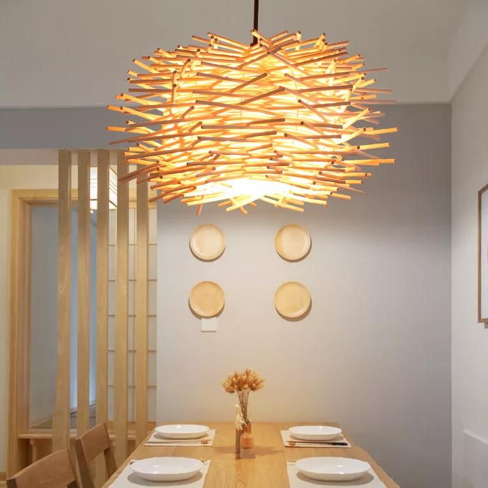 Wicker Pendant Light Shade Haging Lamp for Kitchen Restaurant Lighting Fixtures (WH-WP-10)