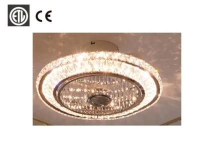 Crystal LED Fan Ceiling Lamp LED 72W Color Change Dimmable Phone Control Wife Ceiling Light for Living Room, Setting Room