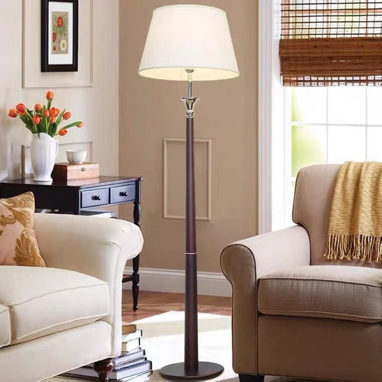 American Country Floor Lamp Modern Chinese Solid Wood Living Room Bedroom Book Hotel Lobby Floor Lamp LED