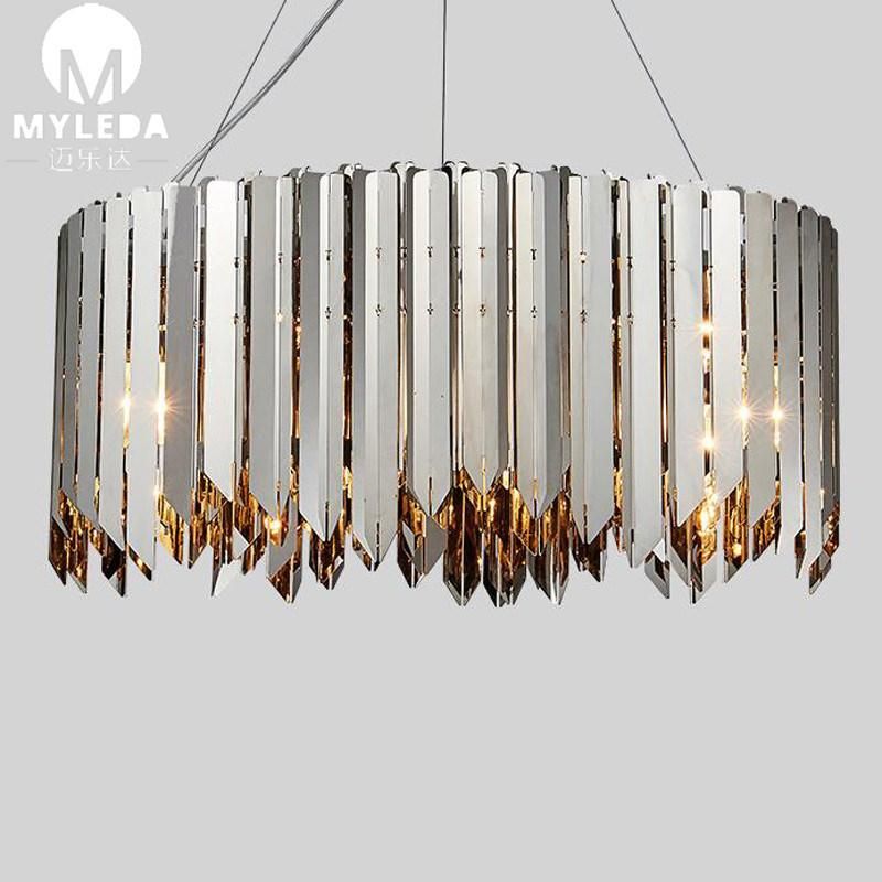 Modern Round Gold Reception LED Chandelier Lamp for Interior Projects