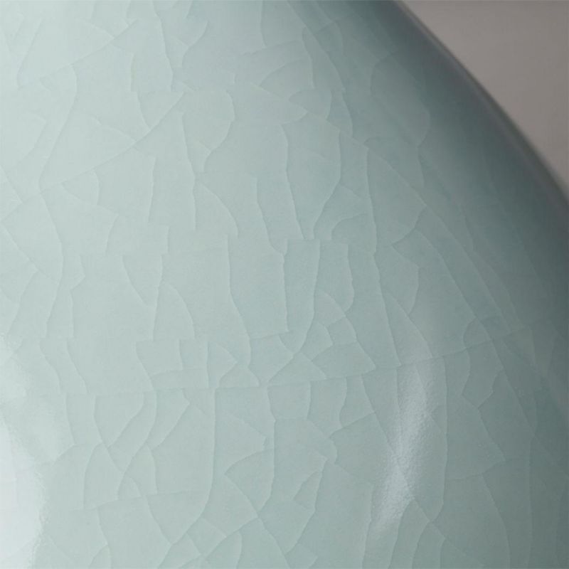 Green Ceramic Table Lamp Fabric Shade Cylinder Modern Bed Side Table Lamp