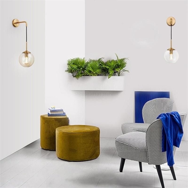 Nordic Modern Glass Ball Wall Lamps Retro Simple Bedside Bubble Wall Light (WH-OR-33)