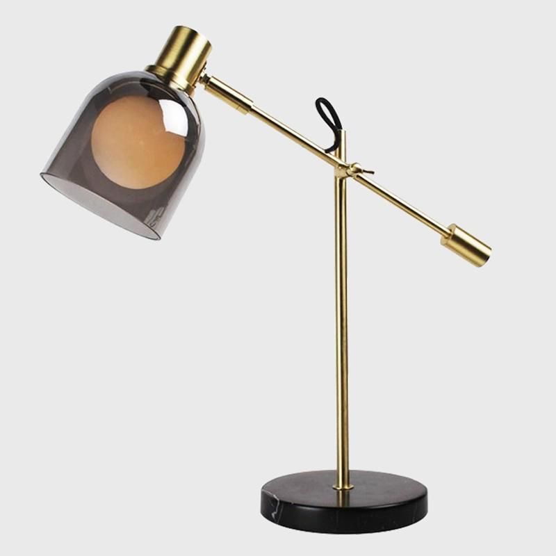 Adjustable Angle Table Lamp Gray Shade Vintage Style Reading Light
