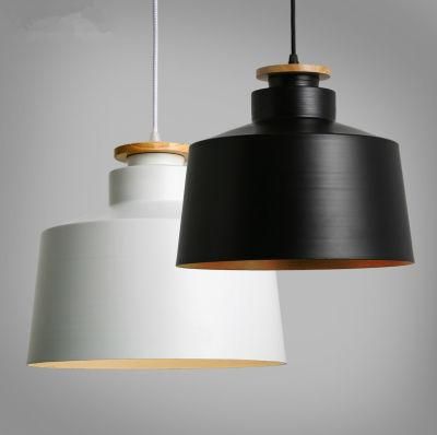 Simple Wood Modern Aluminum White Black Hanging Pendant Light