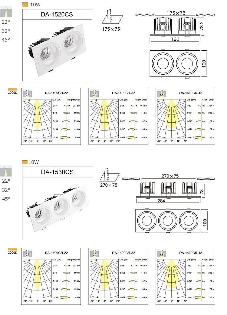 CE RoHS Approved 10W/15W with Single Frame LED Recessed Ceiling Round COB LED Downlight
