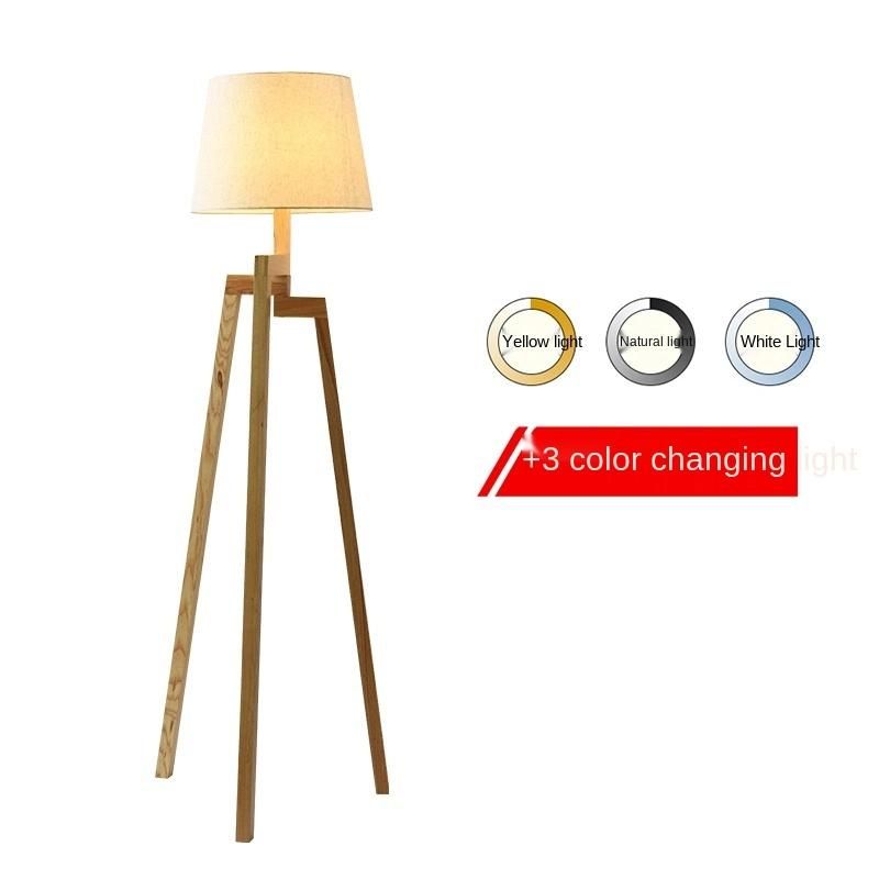 Nordic Tripod Solid Wood Creative Sofa and Bedside Wood Tripod Lamp (WH-WFL-06)