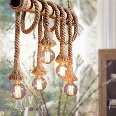 Vintage Rope Pendant Light Personality Loft Hemp for Kitchen Cafe Bar Decor Bamboo Pendant Light (WH-VP-74)