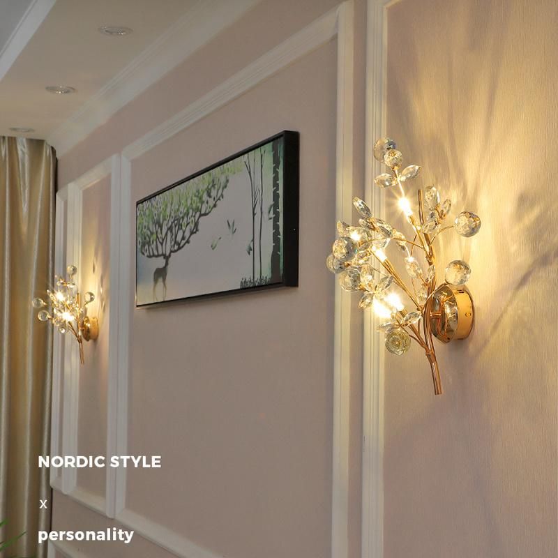 TV Background Wall Living Room Bedroom Bedside Light Crystal Wall Lamp Mirror Headlamp