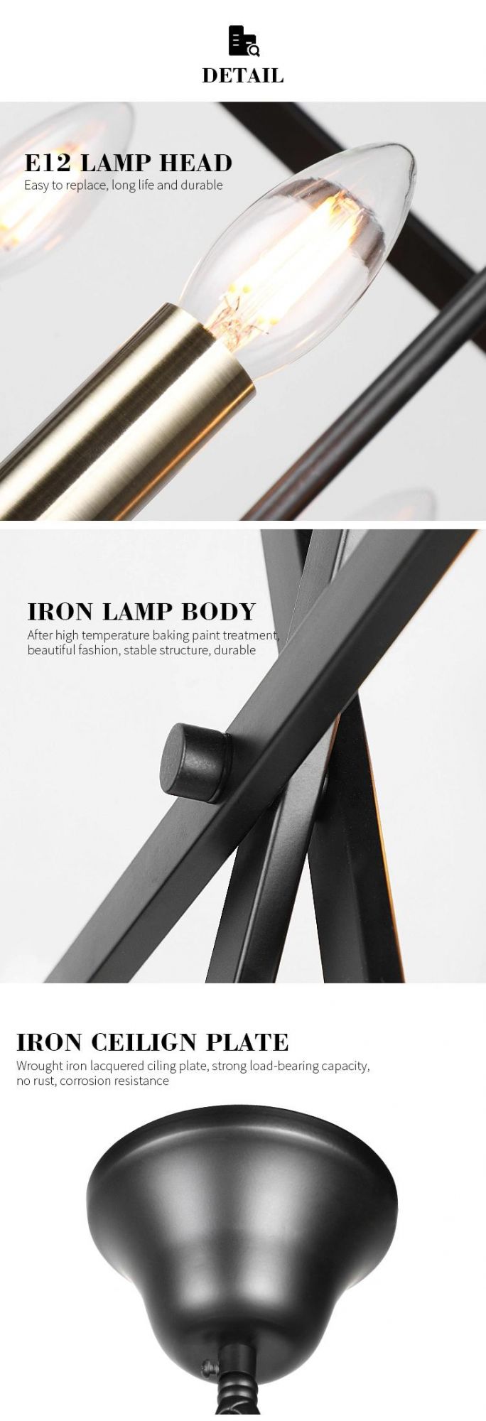 Modern Simple Style E14 Single Light Indoor Iron Black Glass Kitchen Pendant Light