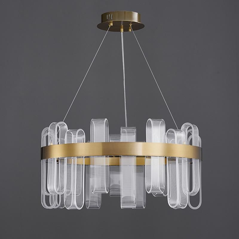 Round Crystal Chandelier Bedroom Living Room restaurant Pendant Lamp Light