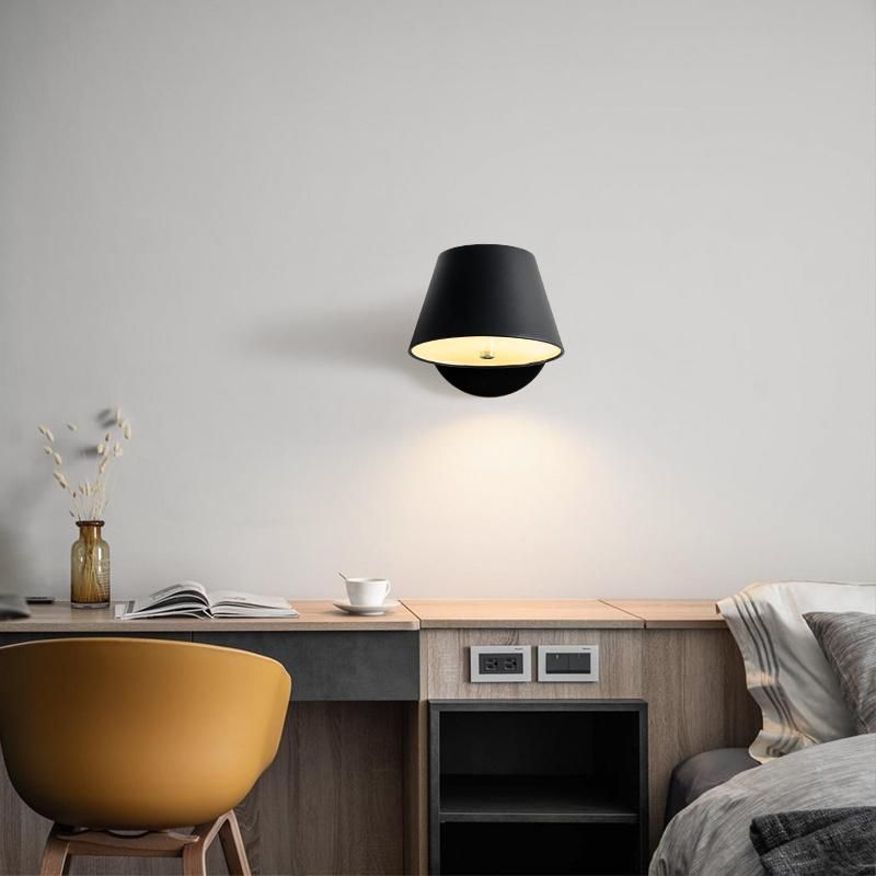 Simple Design Round Black LED Wall Light Reading Lamp