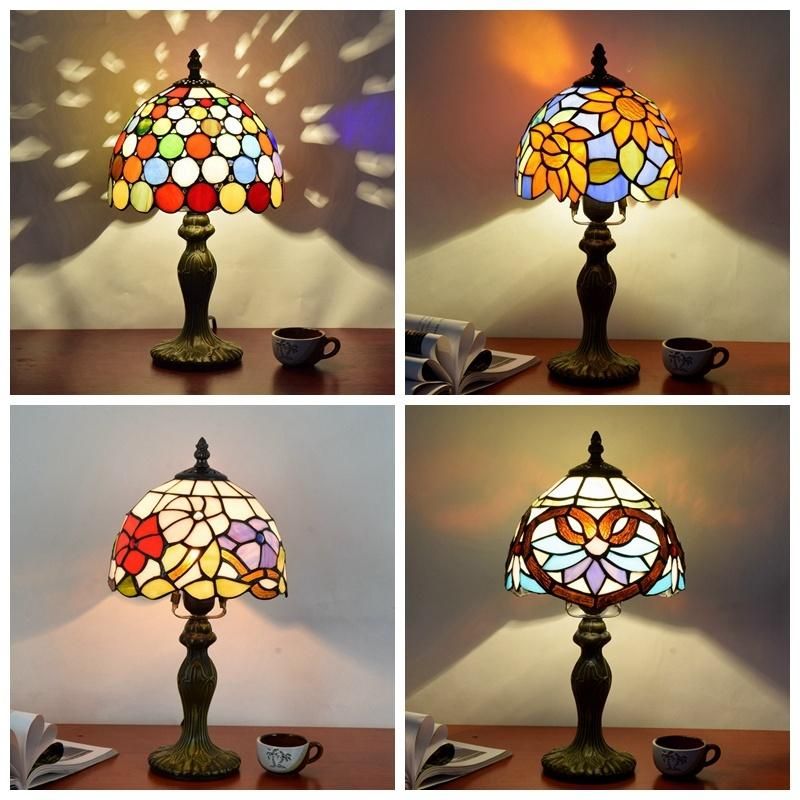 Tiffany Style Table Lamp Stained Glass Shade Desk Light