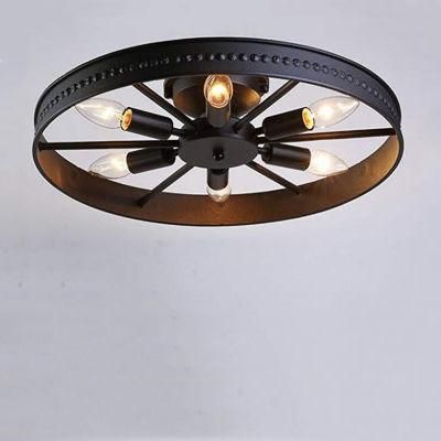 American Loft Industrial Light Design Round Iron Ceiling Lamp Bedroom Light Lamp Retro (WH-LA-26)