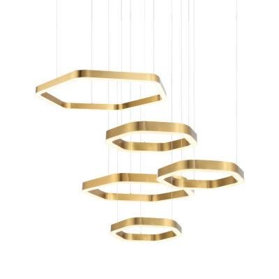 Super Skylite New Design Hot Sell Decorative Ring Art Deco Modern LED Chandelier LED House Light Pendant Lights Lamp for Living Room