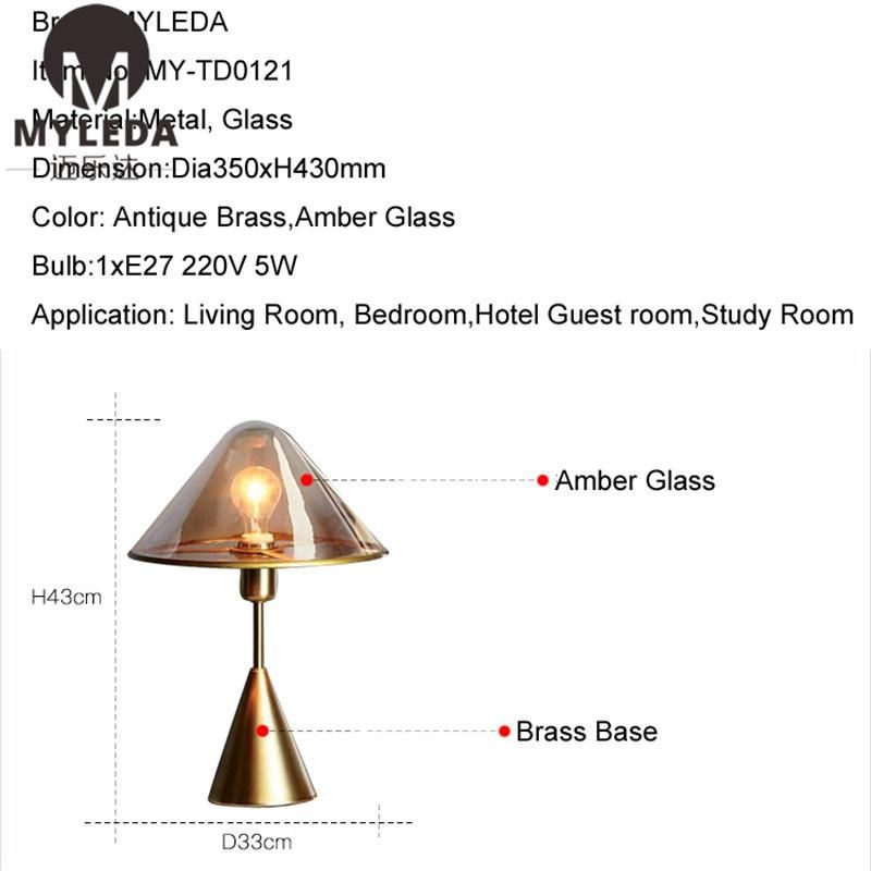Modern Metal Glass Hotel Room Table Light