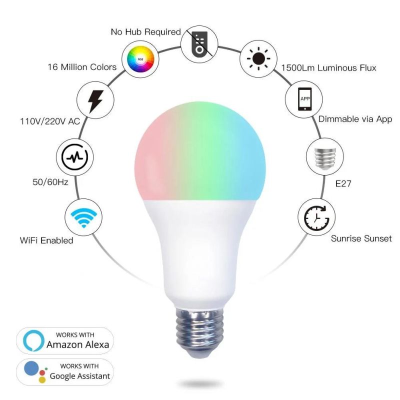 WiFi Smart LED Light Bulb Dimmable Lamp 14W