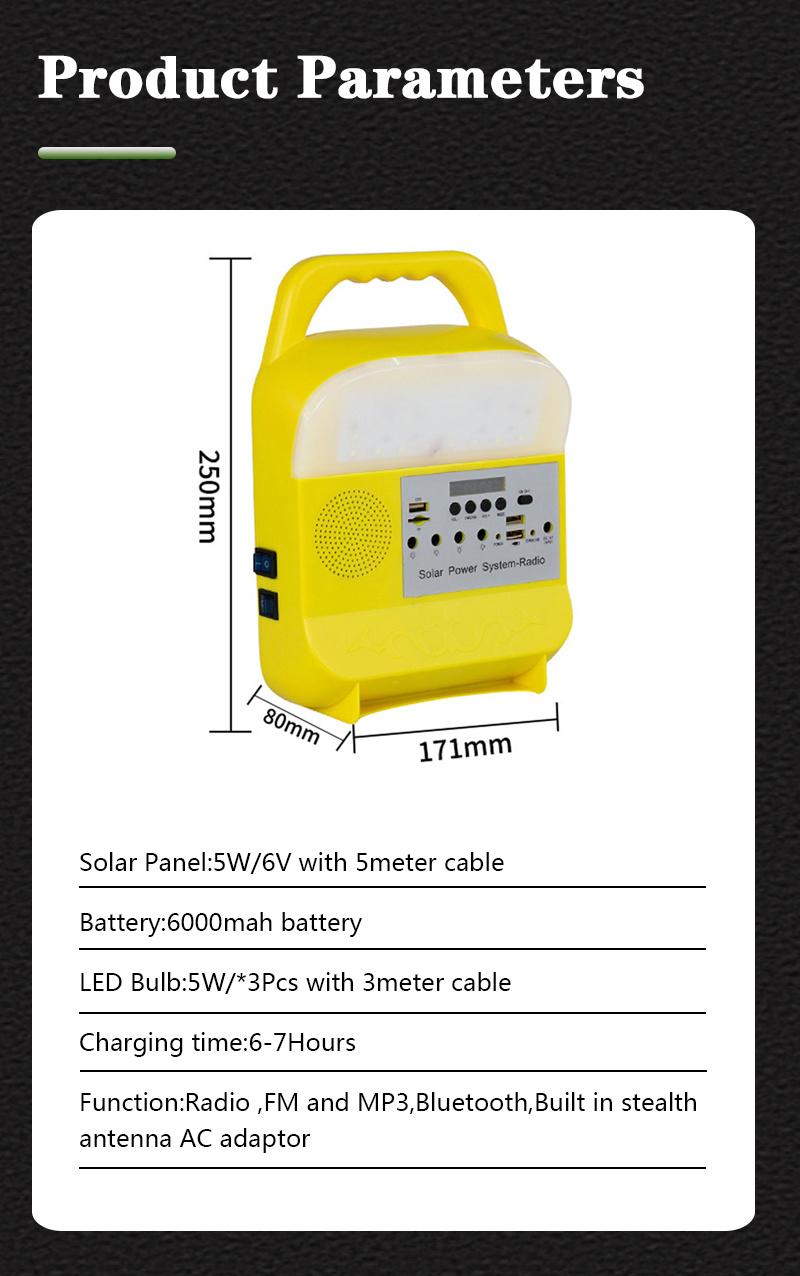 Portable Solar LED Lights with FM Radio /MP3/ Mobile Phone Charger Solar Home or Outdoor Lighting System High Quality Lamp