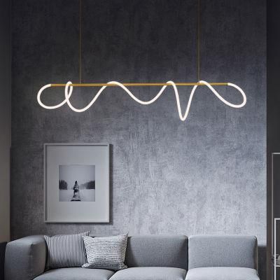 Post-Modern LED Chandelier Creative Personality Line Living Room Dining Room Simple Long-Shaped Musical Note Lamp