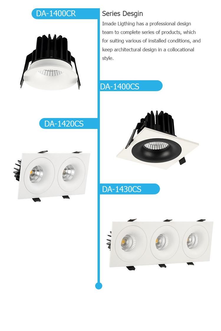 Square 10W 15W 3000K LED Reccesed Light with Single Double Triple Frame LED Downlight