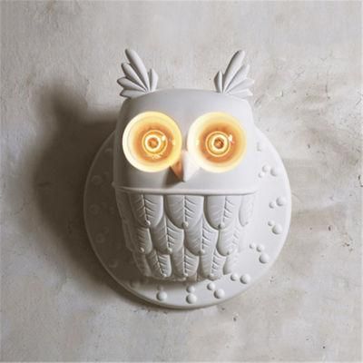 Creative Resin Birds Wall Lamps Bedroom Bedside Lamps White Ceramic Owl Wall Light (WH-VR-67)