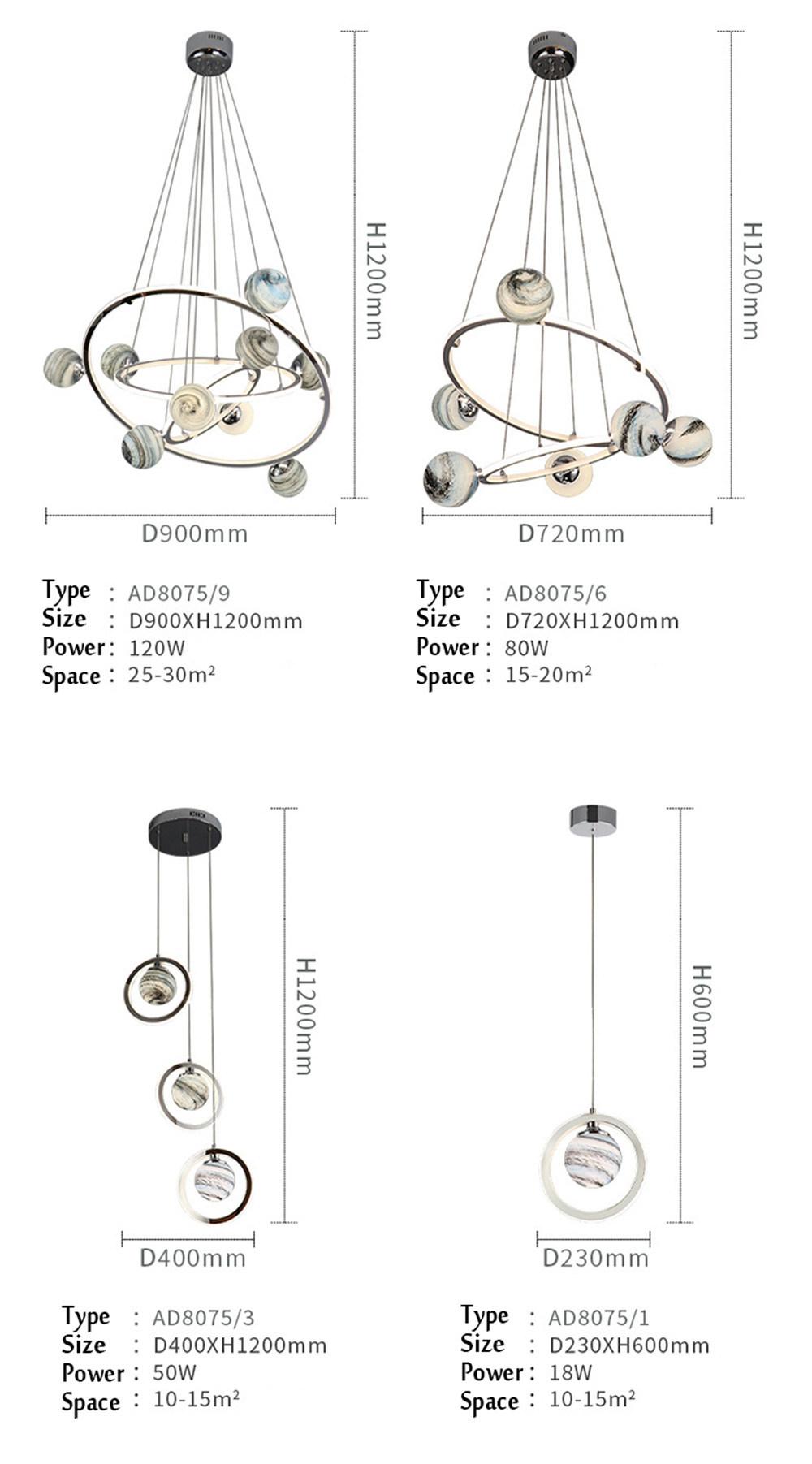 Modern Simple Wandering Earth Chandeliers Starry Sky Art Restaurant Children′ S Room Drop Light Double Kitchen Hanging Lamps