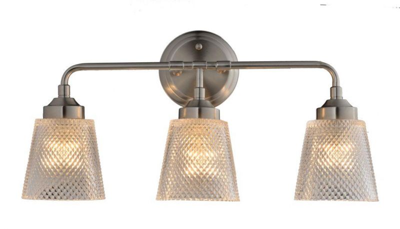 Three Lite Glass E26 Wall Vanity Light Fixture