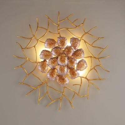 Custom Nordic Daylight Baran Maple Leaf Copper Recessed LED Wall Lamp