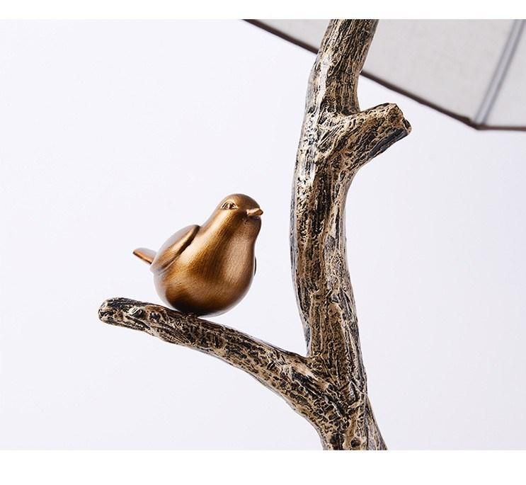 Creative Individual Desk Lamp Living Room Simple New Chinese Art Decoration Tree Bird Bedroom Bedside Study Resin Lamp