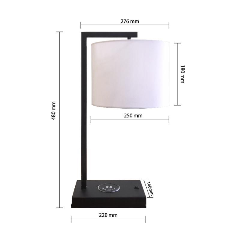 Indoor LED Lighting Modern Dimmable Table Lamp with Wireless Charger