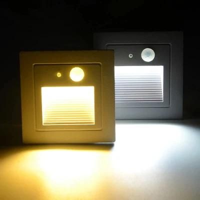 Modern Outdoor Square Recessed Foot LED Stair Step Wall Lamp