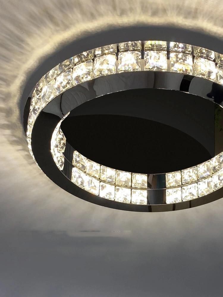 Modern Living Room Lamp Dining Room LED Ceiling Lamp Black Round Crystal Lamp (WH-CA-59)