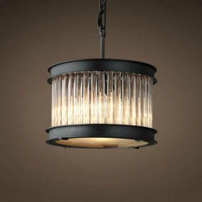 Post Modern Small Crystal Bar Chandelier Pendant Lighting for Dining Room, Living Room, Bar in Black Frame