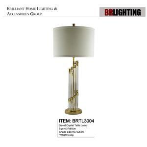 Brass and Crystal Table Lamp with Lamp Shade