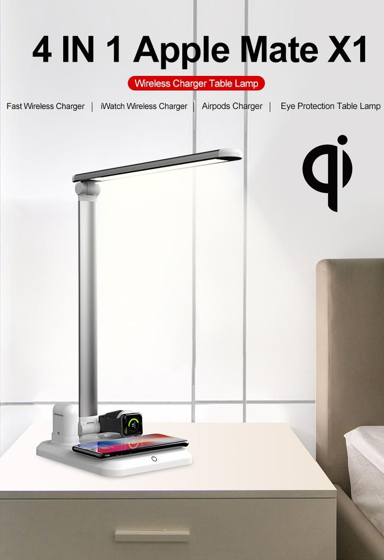 Folding Touch LED Eye-Protection Dimming Table Lamp Qi Wireless Charging LED Desk Lamp