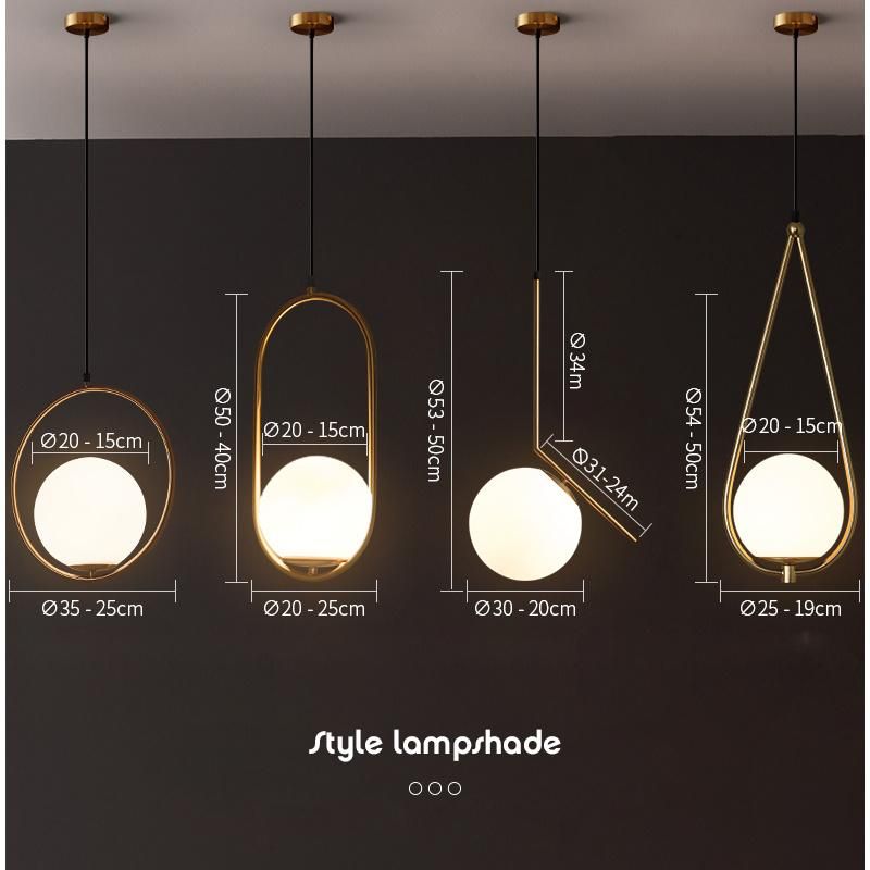 Nordic Glass Ball Pendant Light Gold Modern LED Chandelier Hanging Lamp