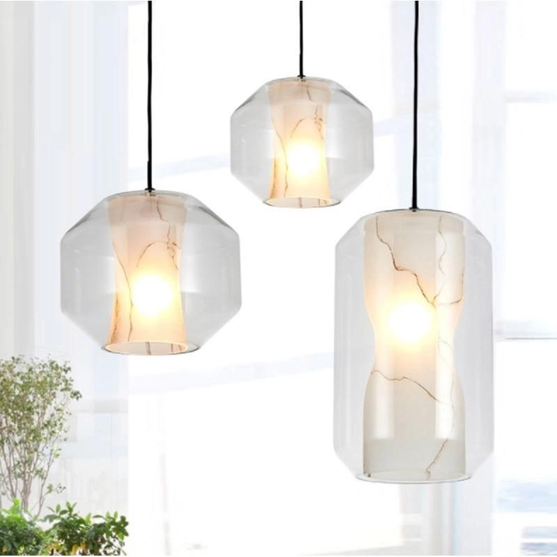 Indoor Bedroom Decor Glass Lampshade Modern Pendant Lamp