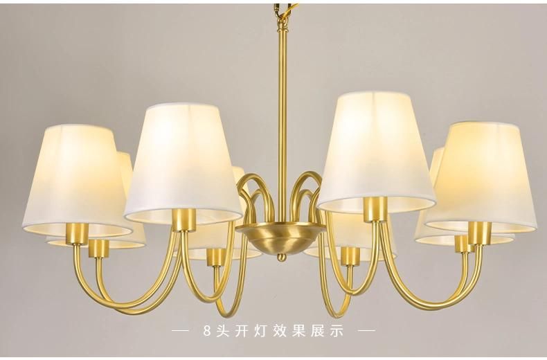 Luxury Post Modern Decorative Copper Glass Diming LED Ceiling Chandelier for Living Room Bedroom