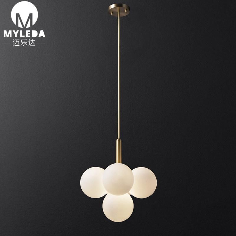 Interior White Glass Ball Modern Pendant Hanging Decorative Light