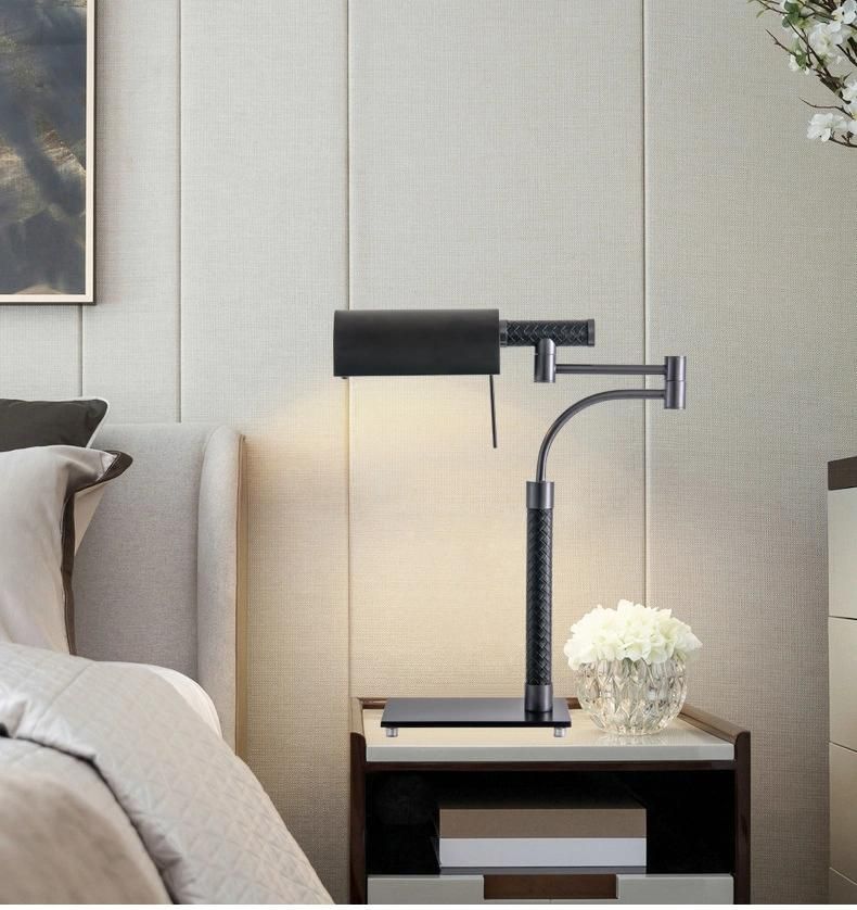 American Industrial Style Simple Creative Leather Desk Lamp Designer Style Study Bedroom Bedside Lamp Exhibition Hall Decorative Lamp