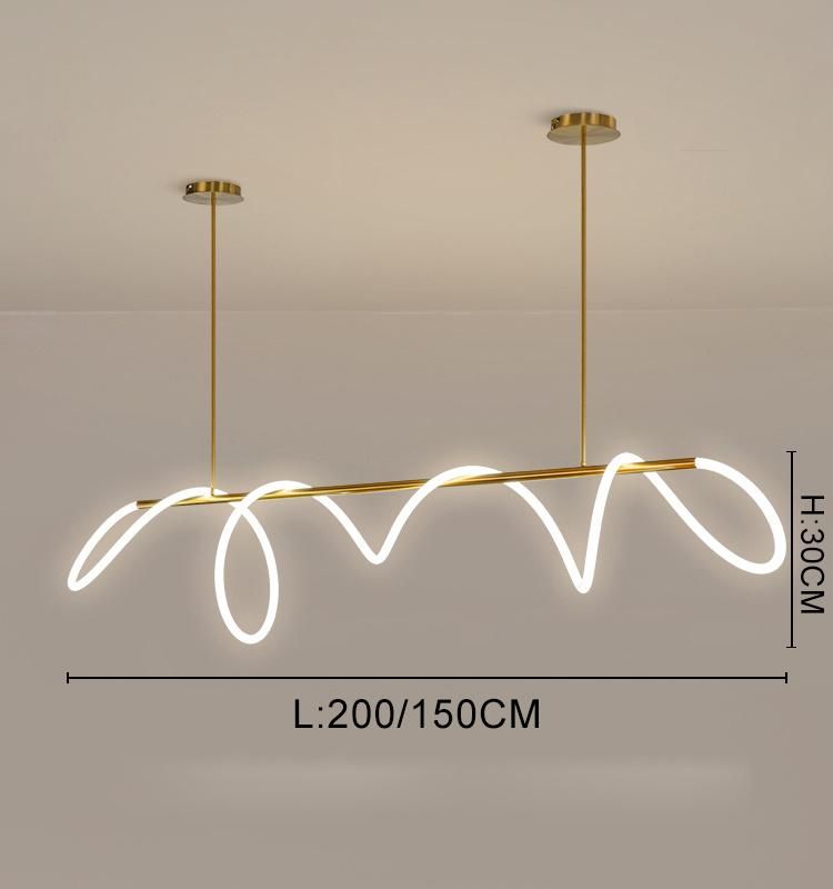 Post-Modern LED Chandelier Creative Personality Line Living Room Dining Room Simple Long-Shaped Musical Note Lamp